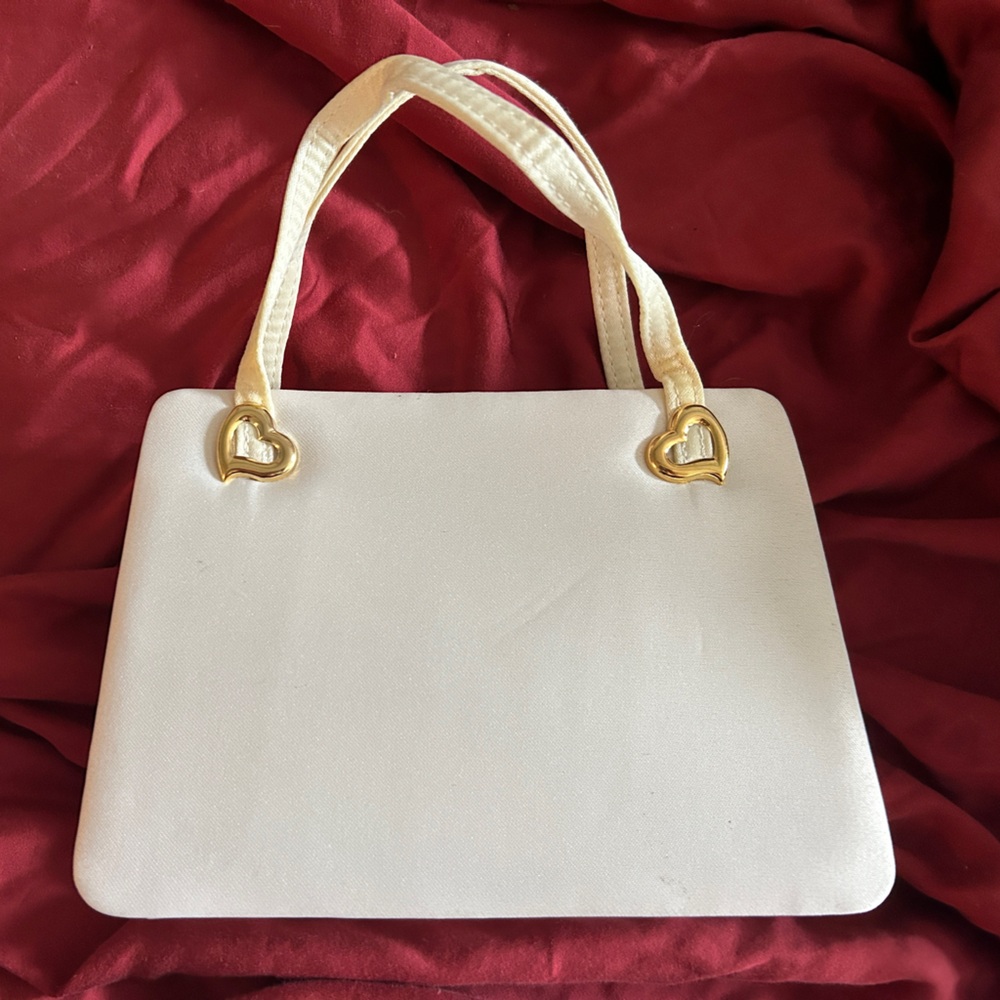 Y2K Victoria's Secret cream square bag with gold heart details